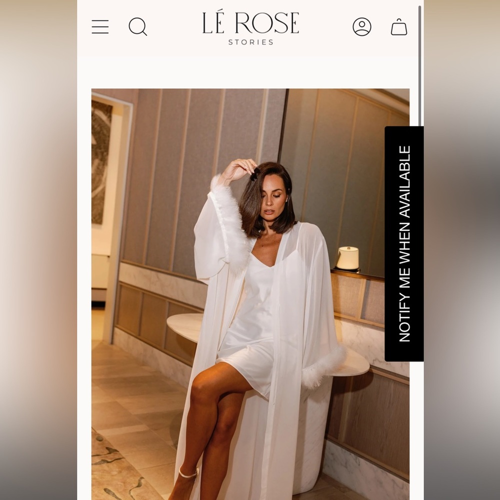Le Rose Stories Farah Feather Bridal Robe Size Medium